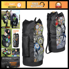 Heavy Duty XL Soccer Mesh Ball Bag with Adjustable Strap  Large Front Pocket -
