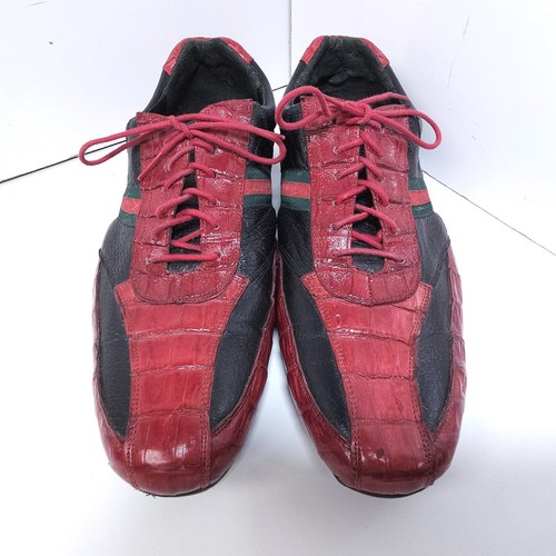 Scarpe Los Altos rosse in pelle di caimano casual in pelle esotica - taglia 13 - Foto 1 di 19