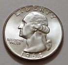 1964 Washington Quarter • AU Slider • 90% Silver • Strong Detail • X142