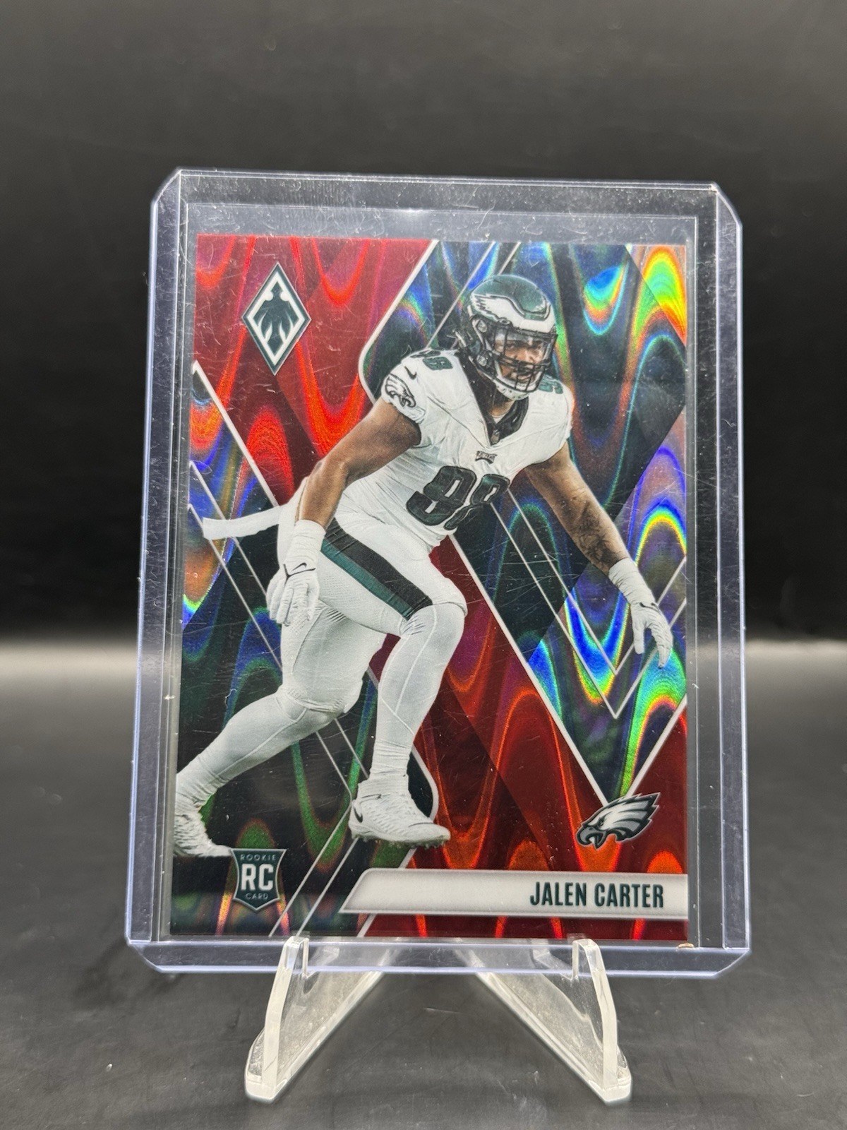 2023 Panini Phoenix Jalen Carter Red Seismic /199 RC #143 Philadelphia Eagles