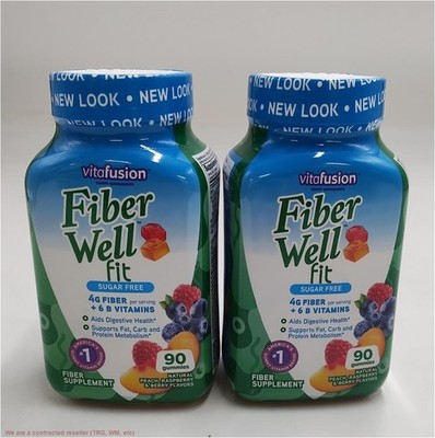 2 PACK!!! Vitafusion Fiber and B Vitamin Gummies BERRY-PEACH -90ct EXP:03/2026