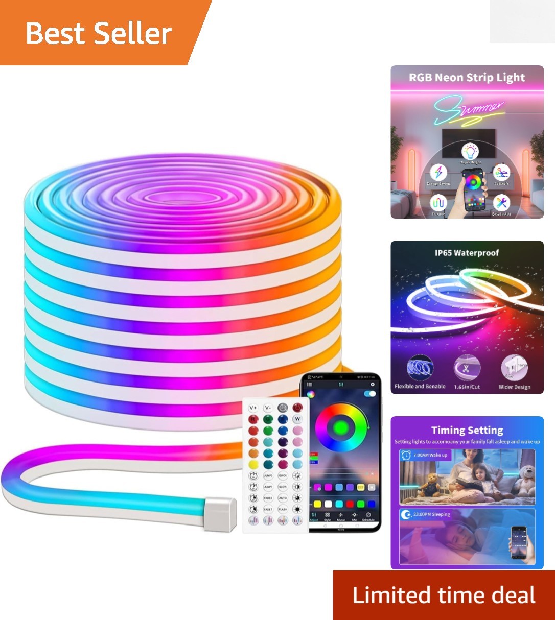 16.4FT RGB LED Strip Lights with App and Remote Control Waterproof for Elegant Lighting