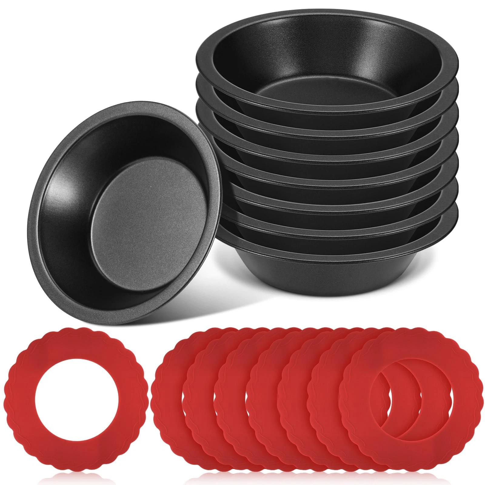 Pie Dish Set Including Mini Pie Pans Nonstick 5 Inch Metal Bakeware and Silic...