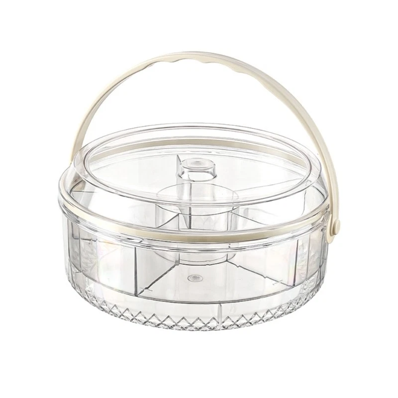 Compartment Round Freshing Fruit Storage Container With Handle For Kitchen