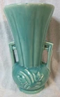Mccoy Pottery Aqua Blue Teal Double Handle Vase 1940s SEE DESCRIPTION