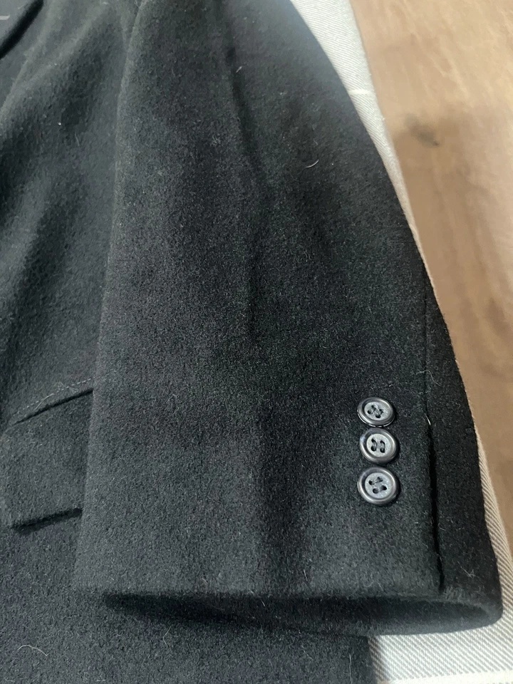 Abrigo superior negro de lana pesada B W Harris Nordstrom 46 largo completo de un solo pecho Foto 3 de 4