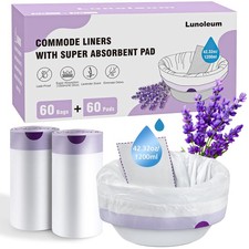60 PCS Portable Toilet Commode Liners  Absorbent Pads Potty Chair Bags