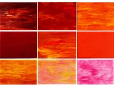9 Pack Red Stained Glass Sheets, 4 x 6 inch Mosaic Glass Stained Glass Supplies