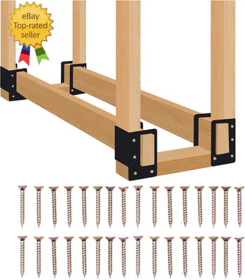 4 Pack Firewood Log Storage Rack Bracket,Indoor Outdoor Adjustable Heavy Duty Po