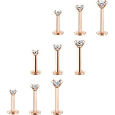 Piercing Set 9 Stück Edelstahl Rosegold Lippen Helix Tragus Labret