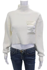 Ser.O.Ya Womens Knit Mock Neck Long Sleeve Pullover Sweater White Size XS