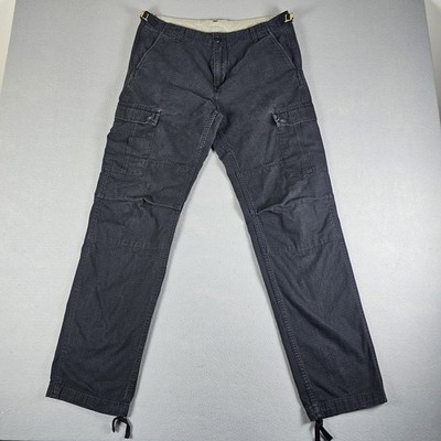Carhartt Aviation Pants Mens 32x32 (32x31) Black Cargo Slim Faded Distressed WIP