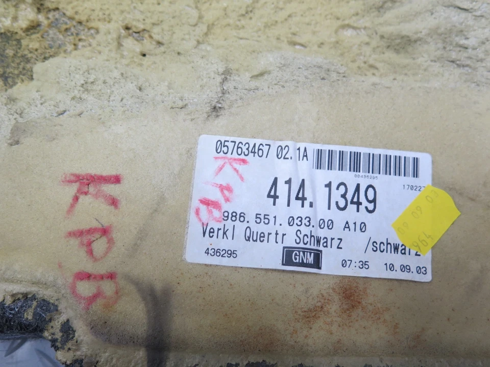 1997-2004 PORSCHE BOXSTER 986 INTERIOR CARPET LINER FLOOR MAT COVER BLACK - Image 2 of 4