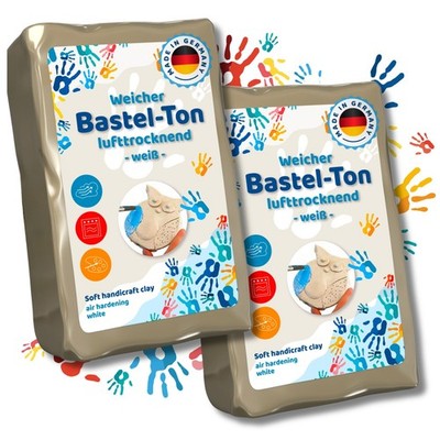 Bastelton Lufthärtend 2,5kg - Selbsttrocknender Ton Weiß - Made in Germany