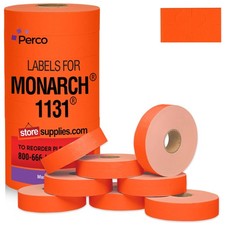 Fluorescent Red Pricing Labels for Monarch 1131 Price Gun - 1 Sleeve, 8 Rolls...