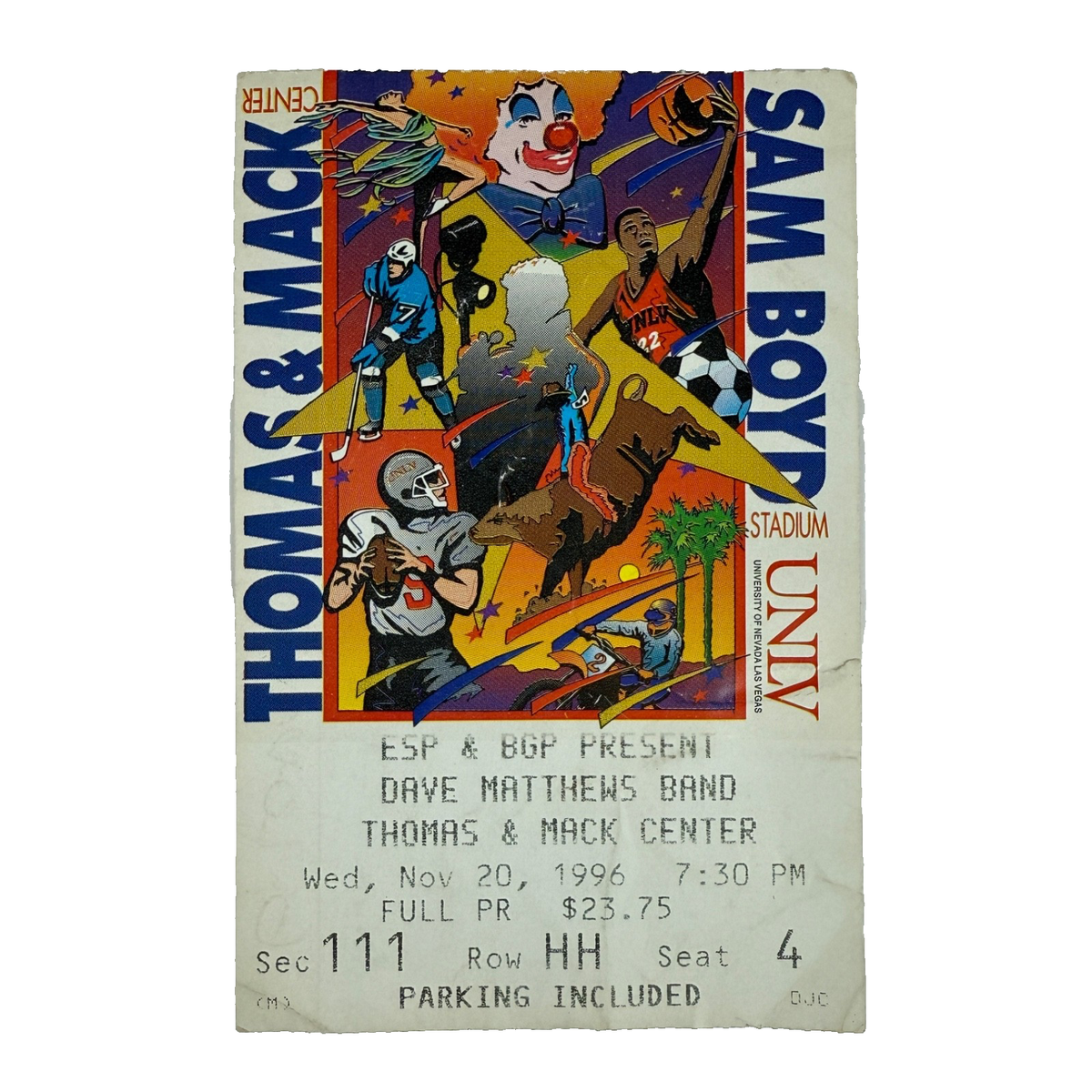 Vintage nov 20 1996 Dave Matthews Band Concert Ticket Stub Thomas