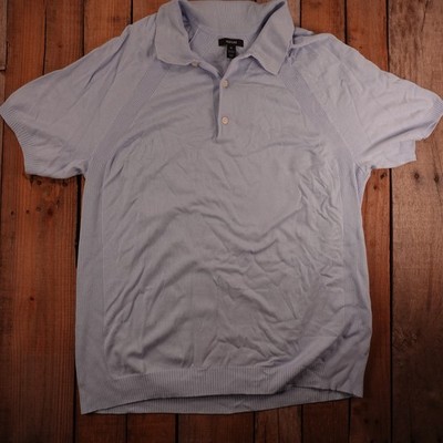 ALFANI Herren XL Polo Shirt Kurzarm Hellblau Rayon Nylon NWT