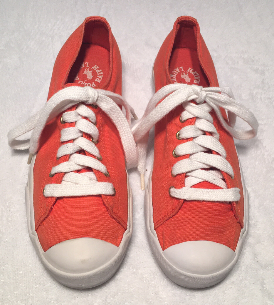 Ralph Lauren Polo Orange Canvas Sneaker Size