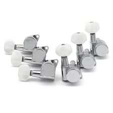 R6 inline JIN-HO JNP7 White Pearl Button Silver Guitar Locking Tuning Key Pegs