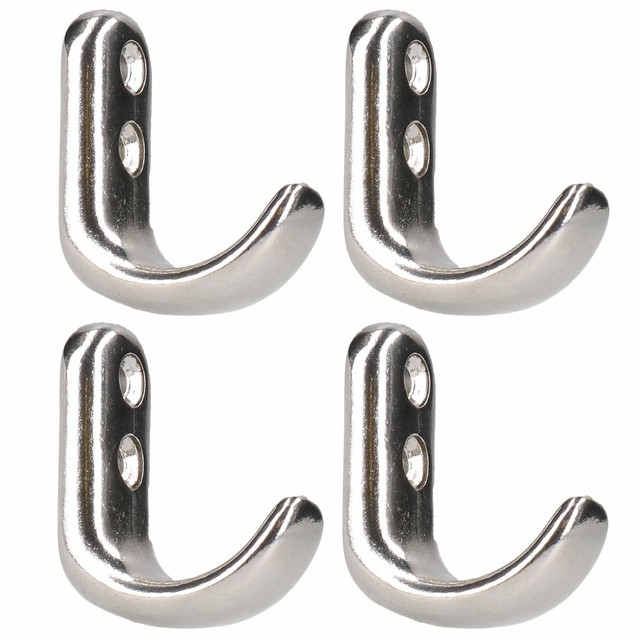 Stainless Steel Coat Hook 4mm by 31mm Polished Marine Grade 316 4 PACK