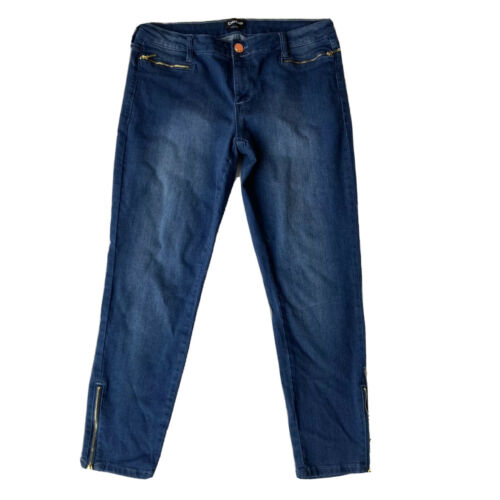 BeBe Jeans Sz 31 Blue Skinny Leg Mid Rise Ankle Zipper Gold Accent Classic Women - Afbeelding 1 van 12