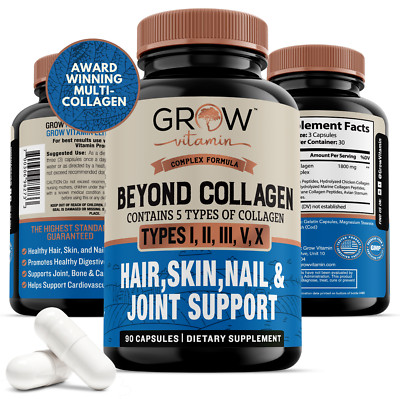 Grow Vitamin Collagen 1800mg Supplement for Healthy Skin Joints Hair Nails Bones