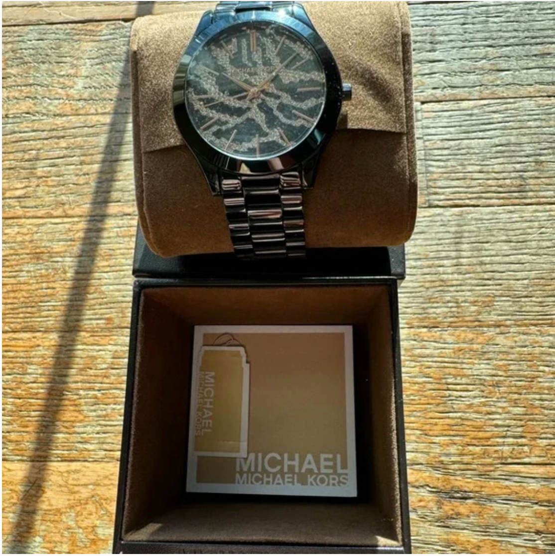 NWT Michael Kors Slim Runway Rose Gold Black Midnight Safari  display picture 1