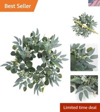 Charming 15-Inch Eucalyptus Wreath with White Flowers - Perfect for Gifting