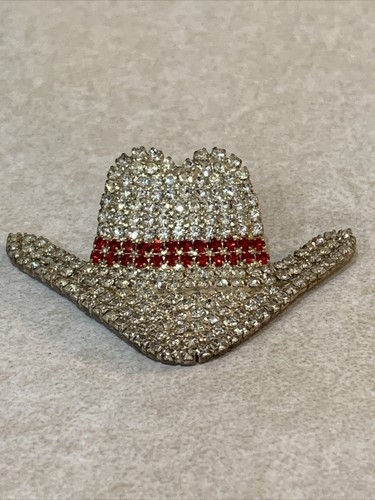 Red Rhinestone Cowboy Cowgirl Hat Pin 