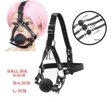 Unisex Bandage Harness Head Belts with Hollow Mouth Gag Ball Nose Hook Couple