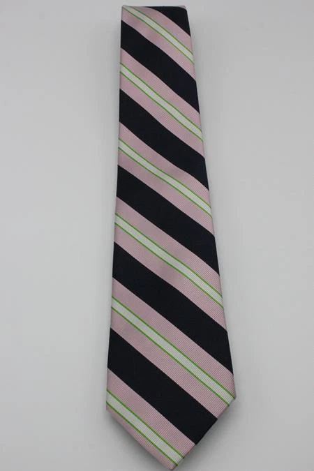 Corbata de seda J CREW. Rosa y azul con rayas verdes y blancas. Foto 2 de 3