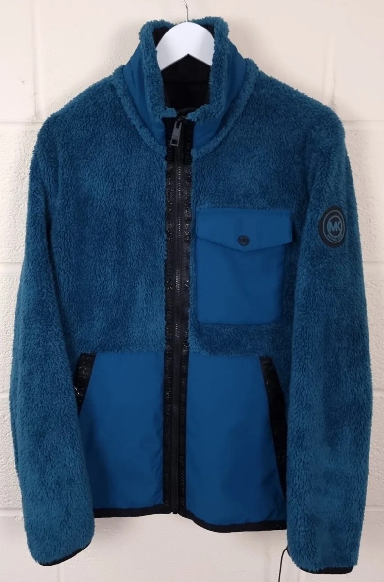 MICHAEL KORS Sherpa Fleece Jacket Mens M Medium Teddy Deep Pile
