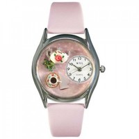 Whimsical Watches Women''s Tea Roses Pink Leather And Silvertone Watch In Silver Whimsical Watches Women''s Tea Roses Pink Leather And Silvertone Watch In Silver