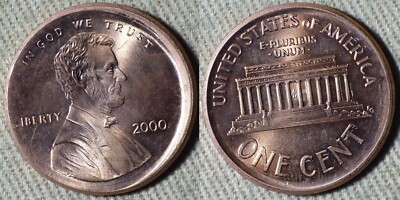 Error : Lincoln Cent 2000 45% Broadstruck IREC1750