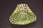Vintage Murano Art Glass Swirl Latticino Decorative Bowl Dish Venetian Ruffled