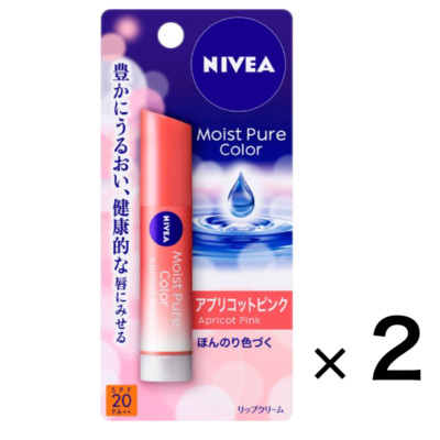 NIVEA Moist Pure Color Lip Apricot Pink Color 2Pack/3.5g Kao SPF20 PA++