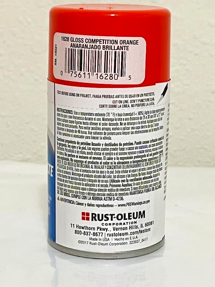 Testors Spray Paint Gloss Competition Orange 1628 Enamel 3oz Hobby