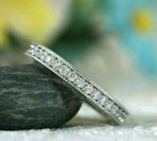 Anniversary Ring 1.45Ct Round Diamond 14k White Gold Finish Wedding Band Size 7