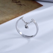 925 Sterling Silver Rings Chain Stars Adjustable Rings