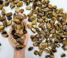 Tumbled Golden Tigers Eye Crystals Bulk 1" to 2" Large Polished Healing Stones