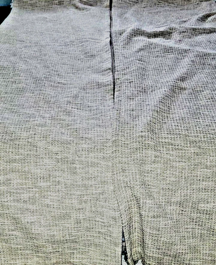 2 WEST ELM Panel Curtain Drape Basket Weave Blackout Gray White  Lined 48x96 - Image 2 of 4