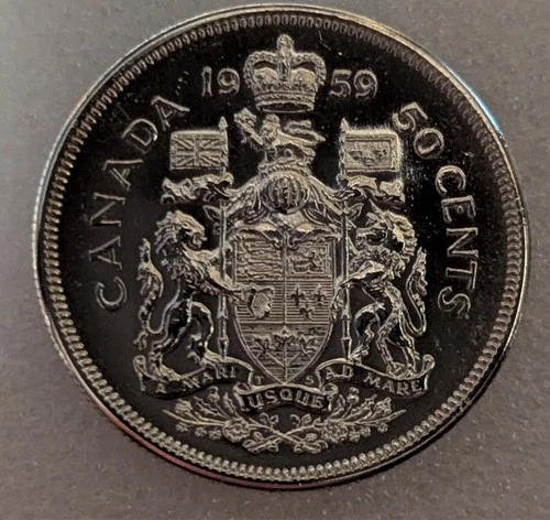 1959 50 Cents Canada UNC 80% Silver Queen Elizabeth II #114A