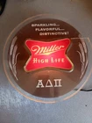 Vintage Miller High Life Beer Lighted Round Bar Sign Works, Alpha Delta PI Logo!