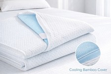 Cooling Mattress Topper Cover Bamboo Zipper Breathable King White