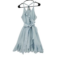Gap Ruffle Dress XS Women Blue Faux Wrap Fairy Whimsical Festival Coastalcowgirl