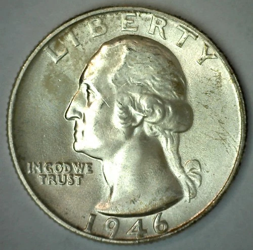 1946 BU Washington SILVER Quarter Uncirculated Twenty-Five Cents 25c Coin