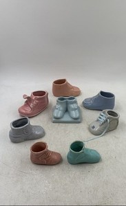Multicolor Porcelain Shoes Figurine Nursery Garden Decorative Planter Lot Of 8