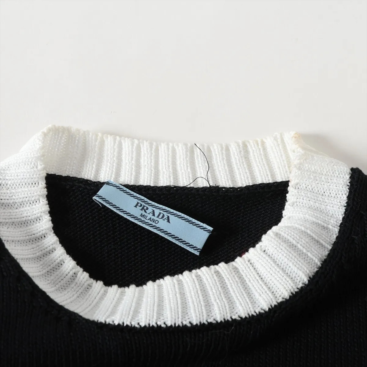 Prada 23 years Cotton Short Sleeve Knitwear 38 Ladies' Black  P24I1R Some wear thumbnail 3