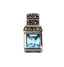 VTG Silpada Pendant Cubic Zirconia Sterling Silver Blue Signed 1 In