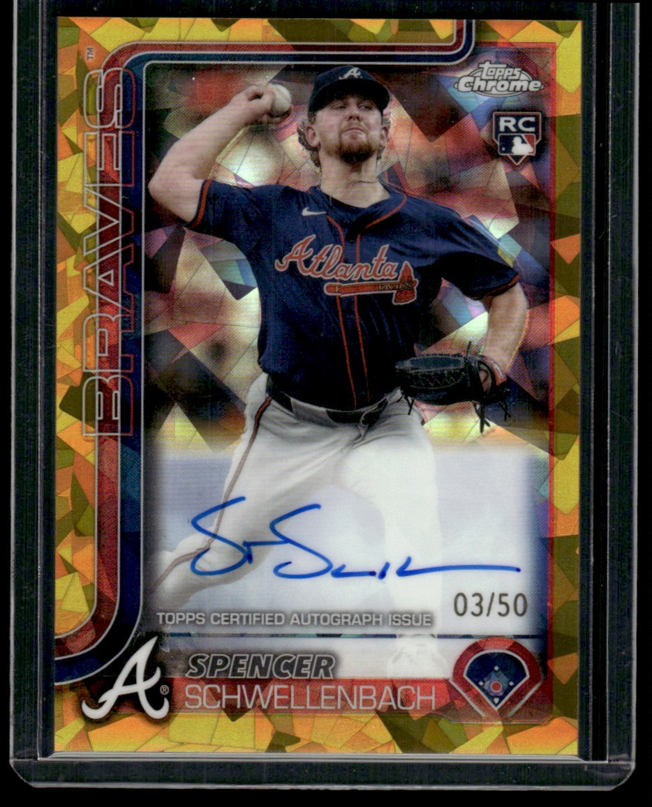 SPENCER SCHWELLENBACH 2025 TOPPS CHROME SAPPHIRE GOLD REFRACTOR AUTO 03/50 RC
